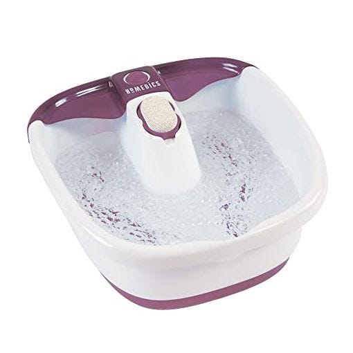 HoMedics Bubblemate Baño para Pies Hidromasajeador, Burbujas Masajeantes, Exfoliación con Piedra Pómez Integrada para Pedicura, Desestresante