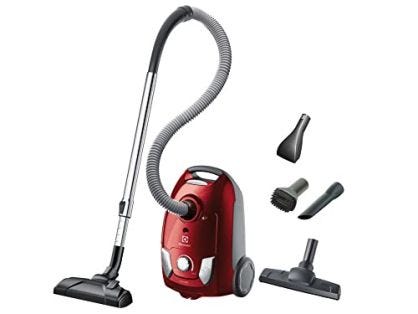 Electrolux EEG43WR - Aspiradora con Bolsa EasyGo, Hygiene Filter 12, Cepillo de parqué, 650 W, 3,5 litros, 80 decibelios, Rojo