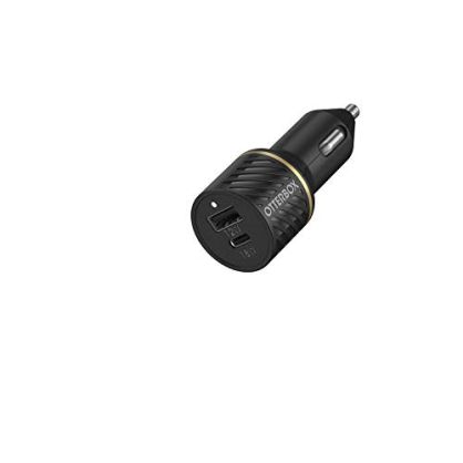 OtterBox Cargador de coche de Dos puertos 30W, USB-A 12W + USB-C PD 18W, para Smartphones y Tablets, resistente a caídas, Rugerizado, Ultra Duradero, Negro