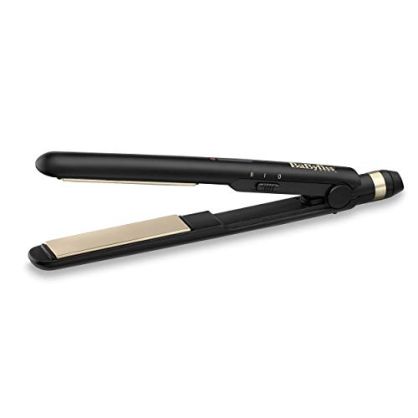 BaByliss ST089E Placa alisadora con revestimiento cerámico, multivoltaje, tapete termorresistente, 2 temperaturas, negro