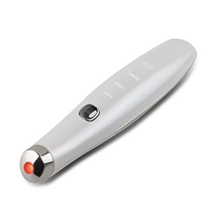 Homedics Eye-200-Eu, Masajeador para el Cuidado de los Ojos con Luz Roja, Antiarrugas, Activa el Crecimiento Celular de Fibroblastos y Aumenta la Síntesis de Colágeno, Blanco