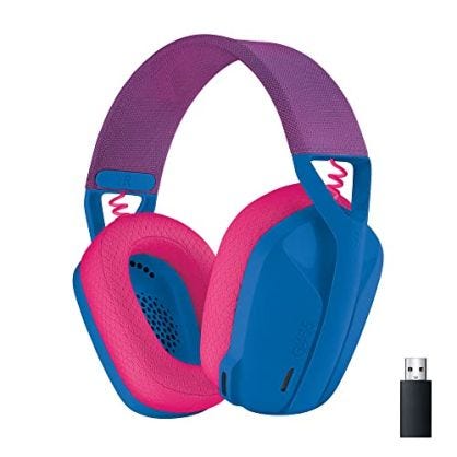 Logitech G435 Auriculares Inalámbricos LIGHTSPEED para Gaming - Ligeros, micrófono integrado, Batería de 18 horas, Compatibles con Dolby Atmos, Bluetooth, PC, PS4, PS5, Móvil - Azul