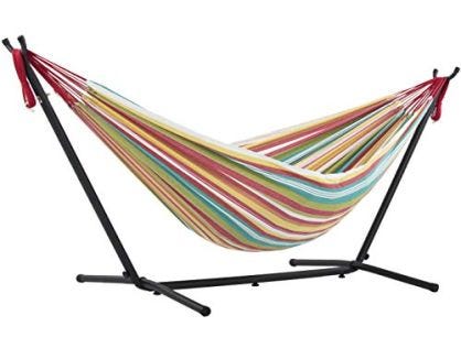 Vivere UHSDO8-26 - Hamaca con soporte incluido, multicolor, 250 cm, doble, diseño Salsa