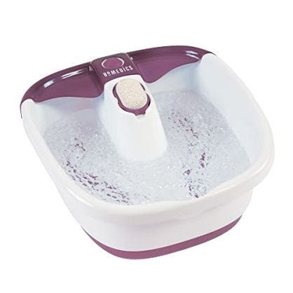 HoMedics Bubblemate Baño para Pies Hidromasajeador, Burbujas Masajeantes, Exfoliación con Piedra Pómez Integrada para Pedicura, Desestresante