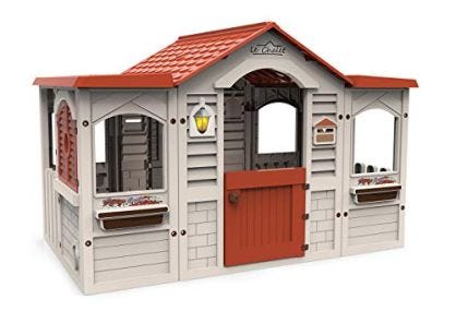 Chicos - Gran Casita Infantil de Exterior Le Chalet de Exterior e Interior, Fabricada en plástico Resistente y Duradero, Color Beige con Tejado Rojo, 105.8 cm x 30.5 x 85 cm, (89650)