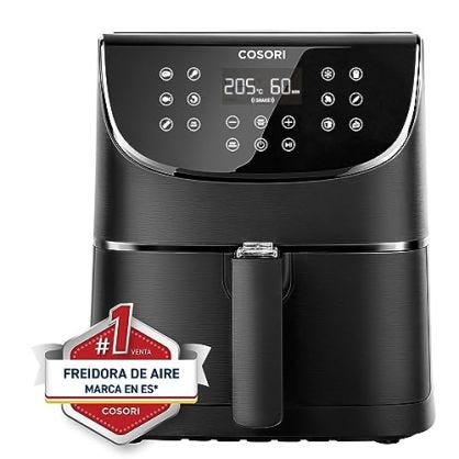 COSORI Freidora de Aire 5,5 L, Air Fryer con 100 Recetas en Español, Freidora sin Aceite con 13 Funciones, Pantalla Táctil LED, Cocción Rápida y Saludable, Cesta Antiadherente, Temporizador, Negra