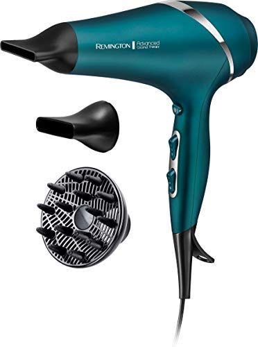 Remington Secador de Pelo Profesional Advanced Coconut Therapy, Anillo Acondicionador Coco y Filtros UV, Iónico, Motor AC, 2 Concentradores, 1 Difusor, 3 Temperaturas, 2 Velocidades, AC8648