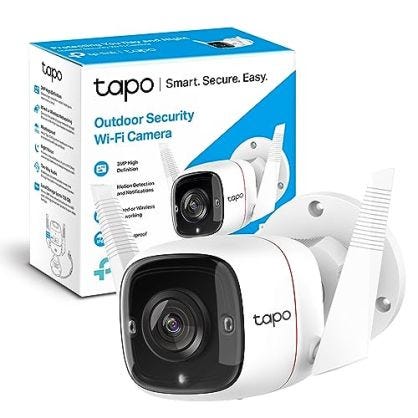 TP-Link TAPO C310 - Camara Vigilancia WiFi Exterior Interior,Resolución 3MP, IP66 con Visión Nocturna, Detección de Movimiento y Alarma Instantánea, Control con App IOS, Android, Compatible con Alexa