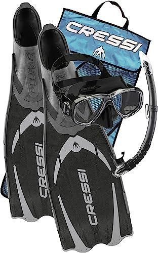 Cressi Pluma - Accesorios para buceo (gafas de buceo, snorkel y aletas, con bolsa)